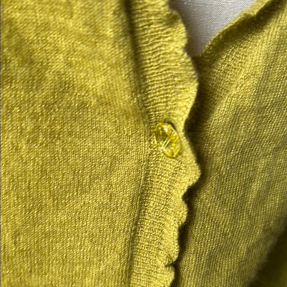 J.Crew Featherweight Cashmere Short Sleeve Cardigan Light Chartreuse - Picture 4 of 8